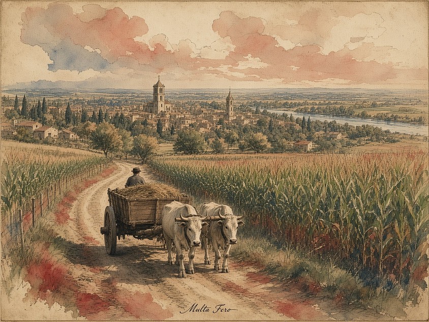 Cornfields, Cart with Oxes, Arles France